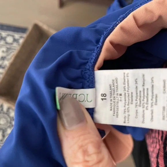 J Crew One-Shoulder Ruffle One Piece Swimsuit in Royal Blue Size 18 EUC - Picture 5 of 6